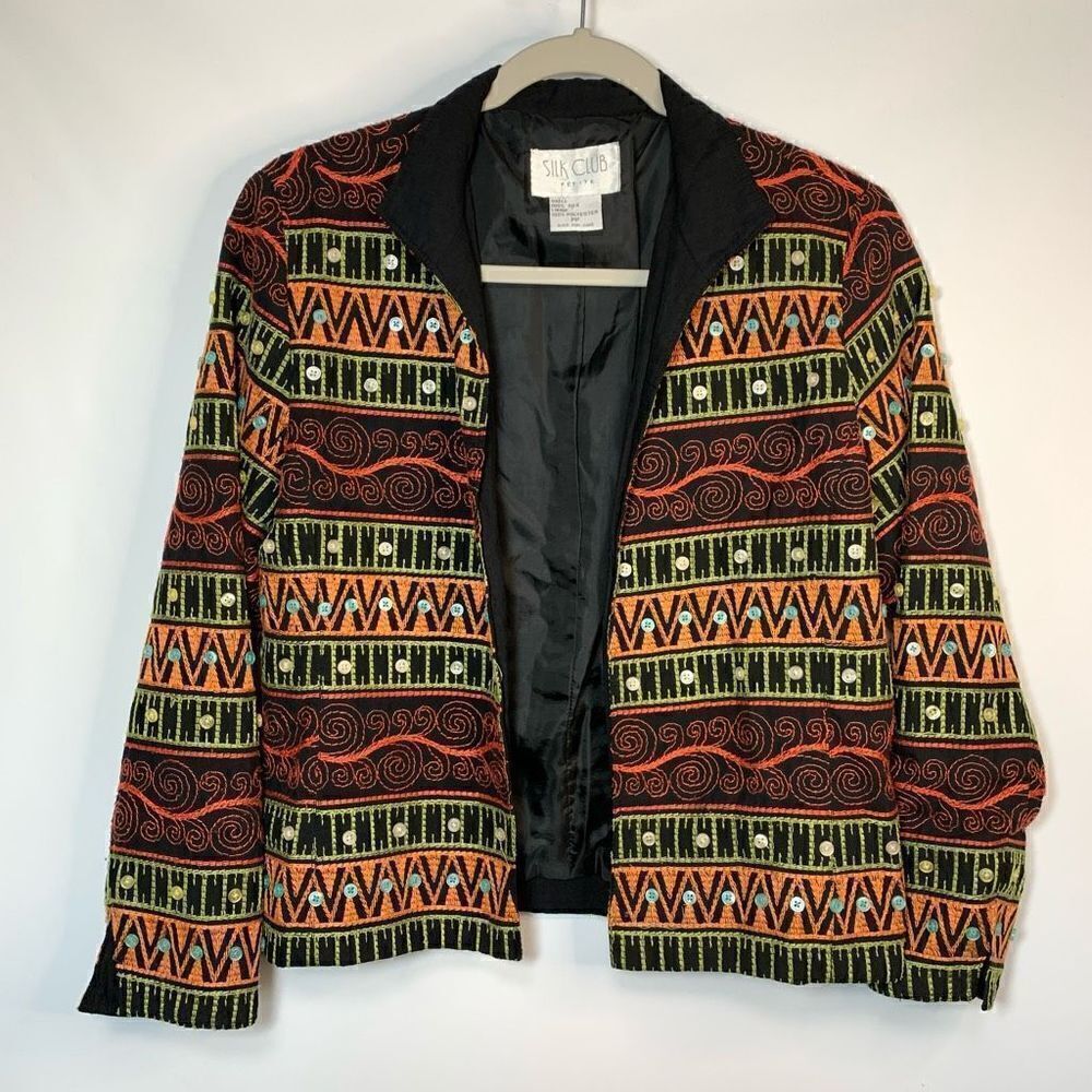 Silk Club 100% Silk Blazer Jacket Size Small Petite